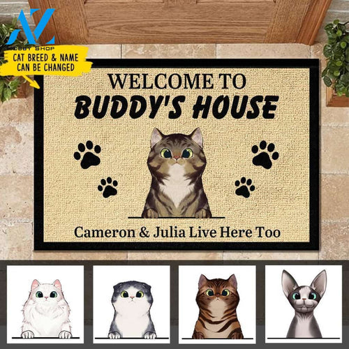 Personalized Welcome to Cat's House - Personalized Doormat (WT) | Welcome Mat | House Warming Gift
