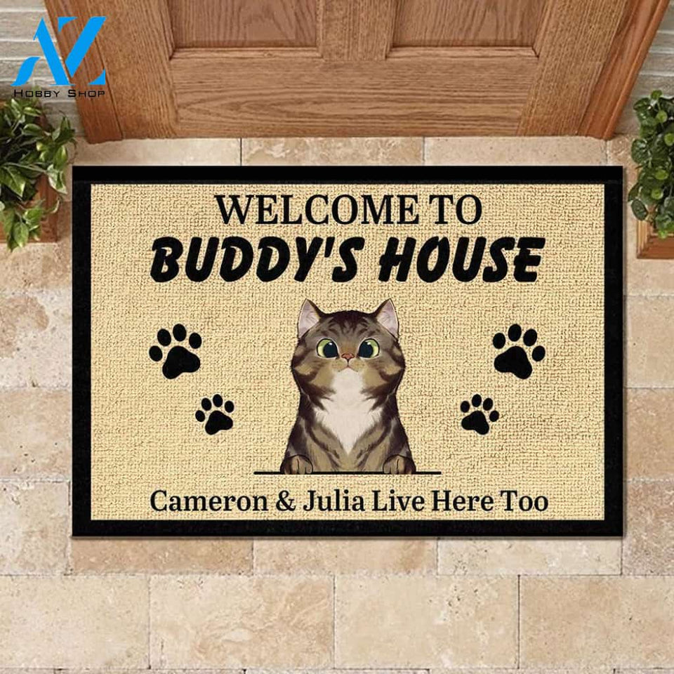 Personalized Welcome to Cat's House - Personalized Doormat (WT) | Welcome Mat | House Warming Gift