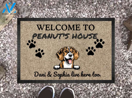 Personalized Welcome to Dog House Doormat, Housewarming Gift, Cartoon Dog Printing, Dog Lovers, Home decor, Doormat Design Ideas | Welcome Mat | House Warming Gift