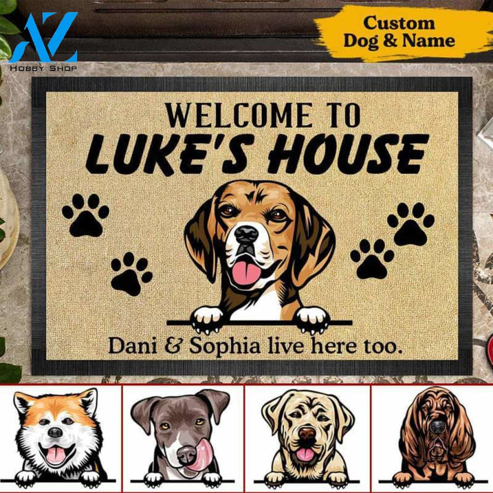 Gosszy - Personalized Welcome to Dog House Doormat, Housewarming Gift, Cartoon Dog Printing, Dog Lovers, Home decor, Doormat Design Ideas