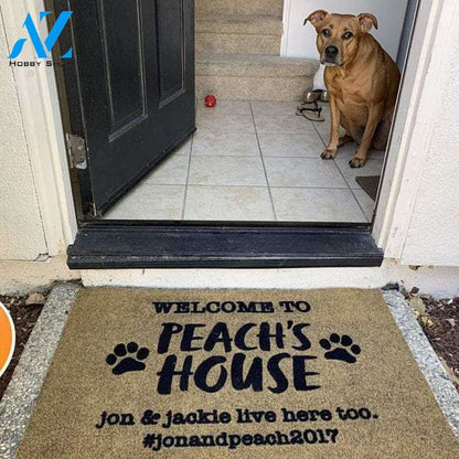 Gosszy - Personalized Welcome To Dogs House Pawprints Doormat, Dog Name Doormat, New Home Gift, Dog Lover Gift