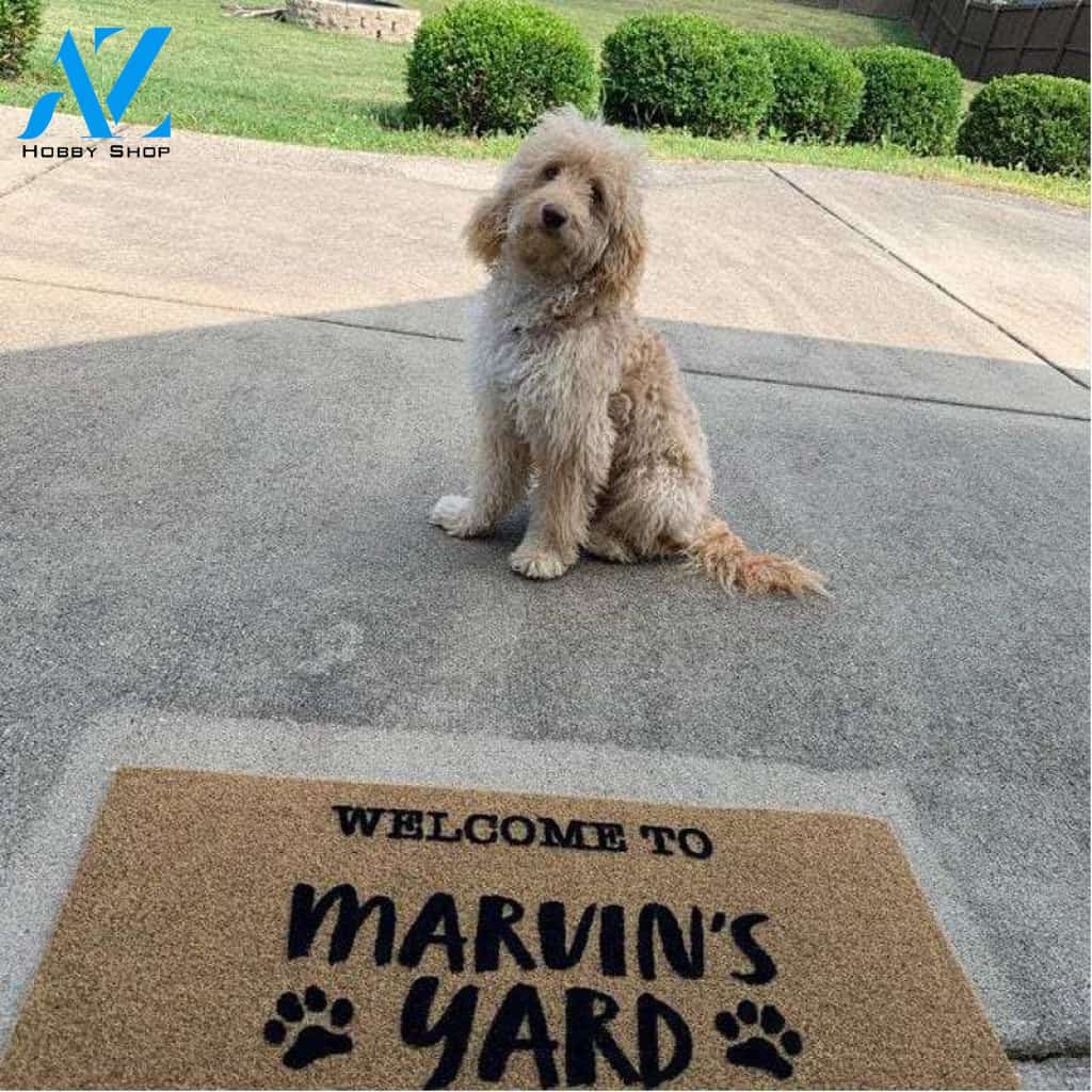Gosszy - Personalized Welcome To Dogs House Pawprints Doormat, Dog Name Doormat, New Home Gift, Dog Lover Gift