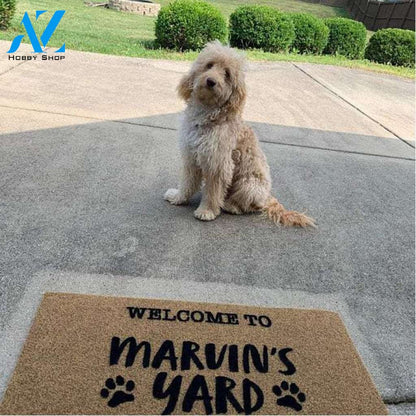 Gosszy - Personalized Welcome To Dogs House Pawprints Doormat, Dog Name Doormat, New Home Gift, Dog Lover Gift
