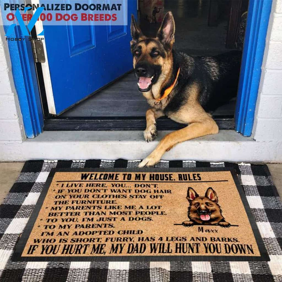 Gosszy - Personalized Welcome to my house rules Dog Doormat, Dog mat custom, Pawprints Doormat, dog doormat, dog gift, dog mat, custom dog - Dog mat custom