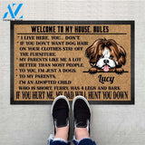 Personalized Welcome to my house rules Dog Doormat, Dog mat custom, Pawprints Doormat, dog doormat, dog gift, dog mat, custom dog - Dog mat custom