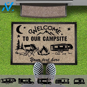 Personalized Welcome To Our Campsite Camping Doormat, Outdoor mat, Gift Idea RVs Camper Tractor Motorhome, Camping Tools