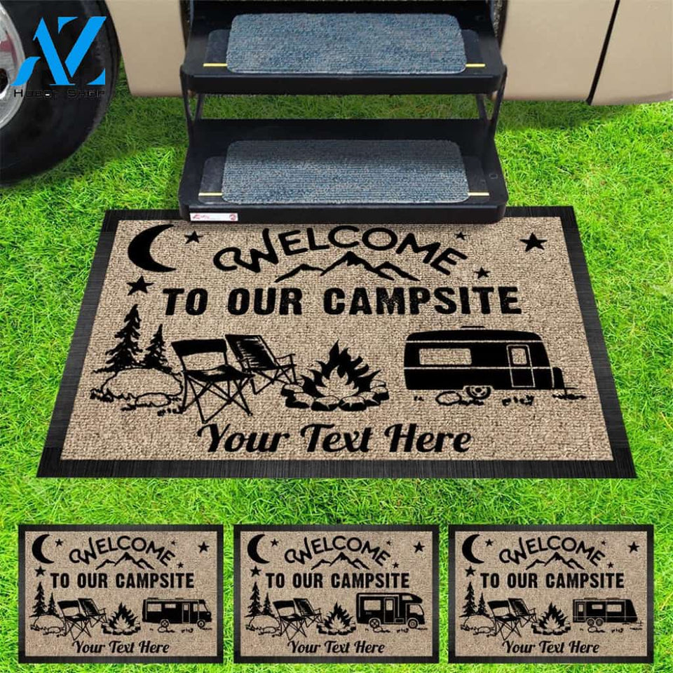 Gosszy - Personalized Welcome To Our Campsite Camping Doormat, Outdoor mat, Gift Idea RVs Camper Tractor Motorhome, Camping Tools