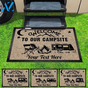 Personalized welcome to our campsite Doormat, camping name doormat, camping gift, door mat, custom name - camp mat custom, door mat custom