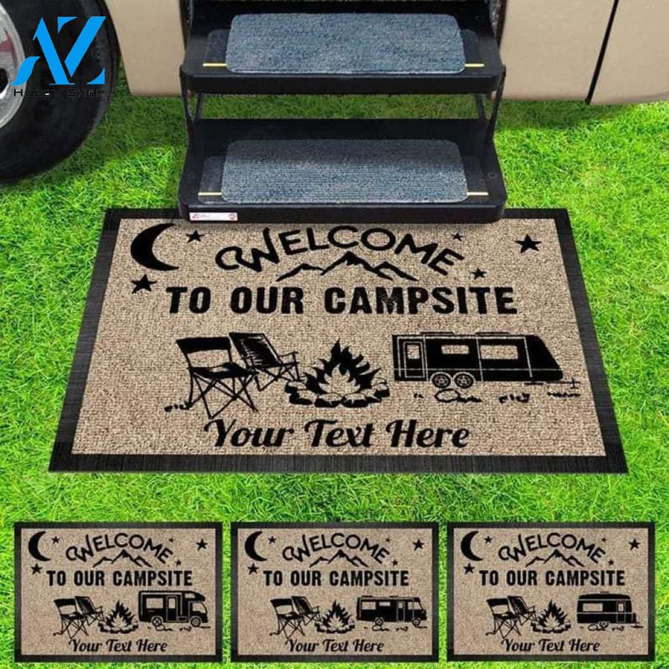 Personalized welcome to our campsite Doormat, camping name doormat, camping gift, door mat, custom name - camp mat custom, door mat custom