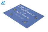 Personalized Welcome to Our Hive Bee in Blue Background Insect Doormat Indoor and Outdoor Doormat Entrance Rug Sweet Home Decor Housewarming Gift Gift for Bee Lovers Insect Lovers Gift Idea