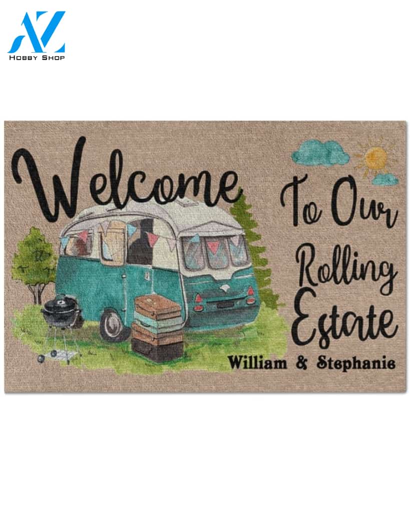 Personalized Welcome to Our Rolling Estate Truck Vehicle Doormat Indoor And Outdoor Mat Entrance Rug Sweet Home Decor Housewarming Gift Gift for Friend Family Birthday New Home