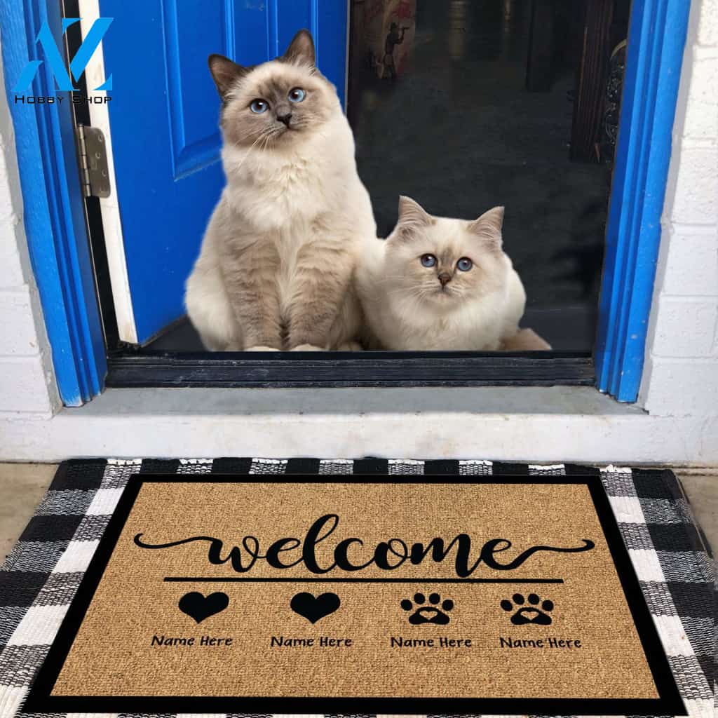 Gosszy - Personalized Welcome To Ours House Doormat, Family Name Doormat, New Home Gift, Dog Lover Gift