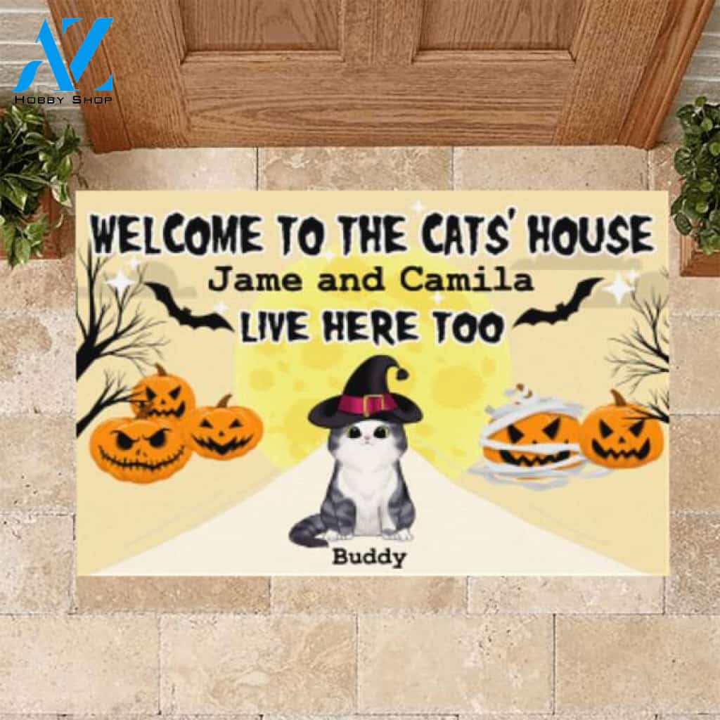 Personalized Welcome To The Cats' House Halloween Style - Luminous Doormat