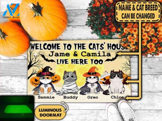 Personalized Welcome To The Cats' House Halloween Style - Luminous Doormat