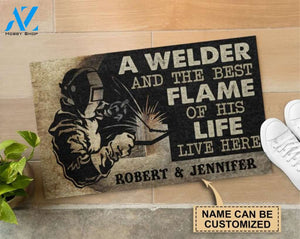Personalized Welder And Best Flame Of His Life Doormat Perfect Personalized Doormat For Your House