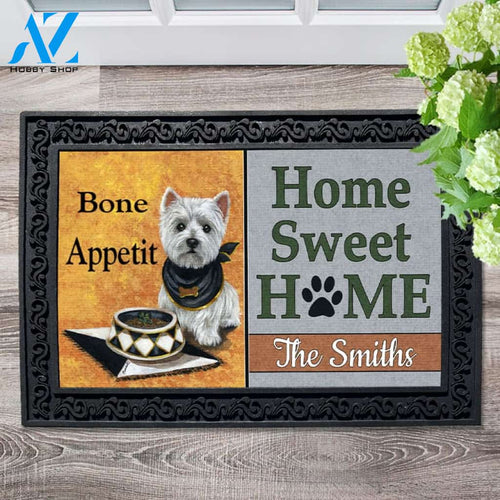 Personalized West Highland Terrier Bone Appetit Doormat - 18" x 30"