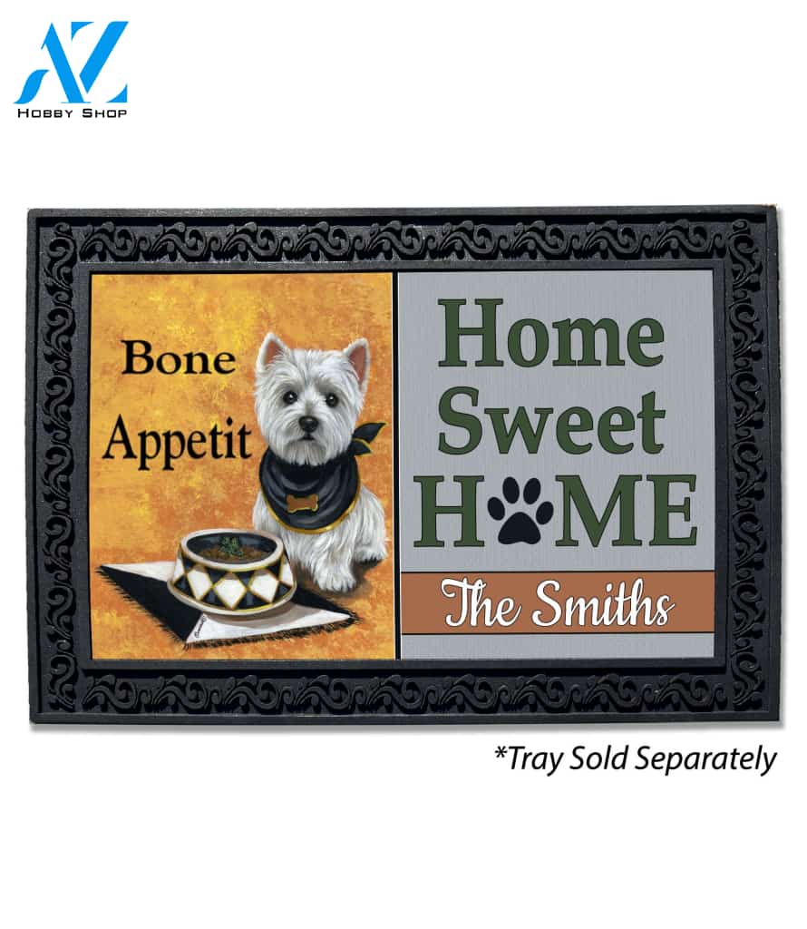 Personalized West Highland Terrier Bone Appetit Doormat - 18" x 30"