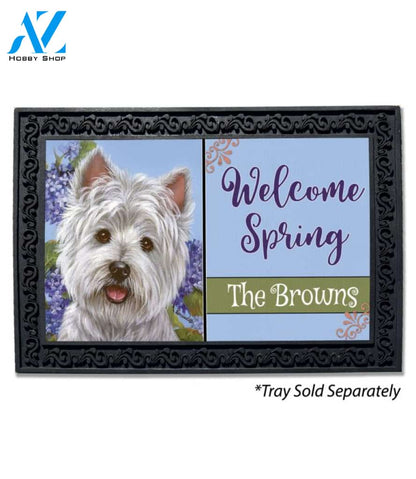 Personalized West Highland Terrier Hydrangeas Doormat - 18" x 30"