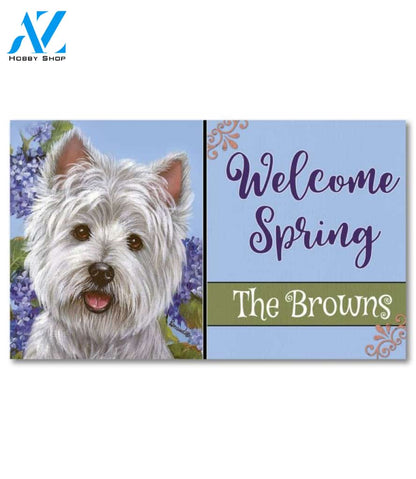Personalized West Highland Terrier Hydrangeas Doormat - 18" x 30"