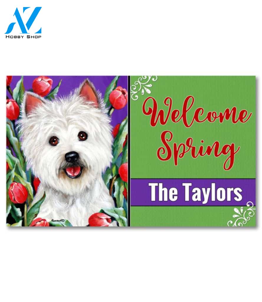 Personalized West Highland Terrier Peek A Boo Doormat - 18" x 30"