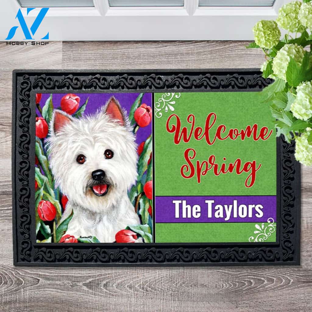 Personalized West Highland Terrier Peek A Boo Doormat - 18" x 30"