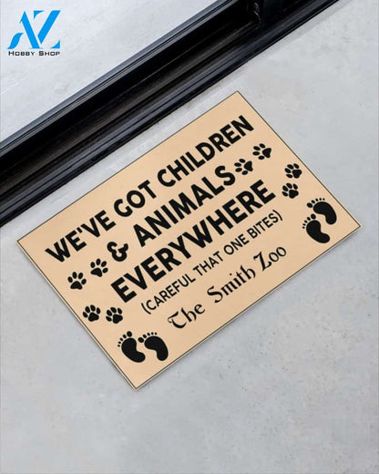 Personalized We've Got Children And Animals Everywhere Funny Doormat Gift For Friend Family Birthday Gift Home Decor Warm House Gift Welcome Mat