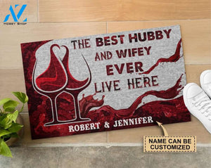 Personalized Wine Best Hubby Wifey Live Here Customized Doormat