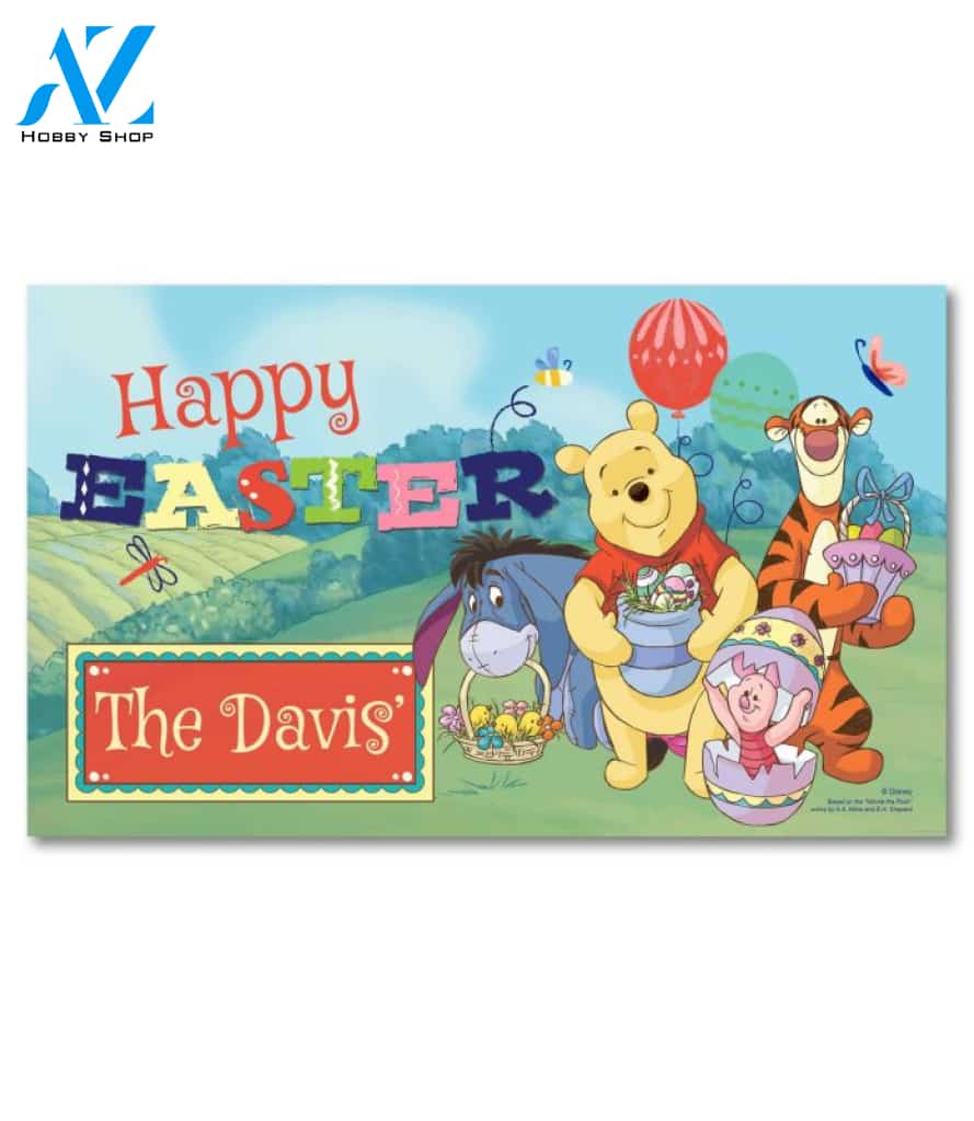 Personalized Winnie the Pooh Happy Easter Doormat - 18" x 30"
