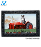 Personalized Winter Tractor and Collie Doormat - 18" x 30"