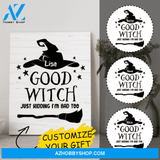Personalized Witch Canvas Art - Cute Best Friend Gift - Gifts For Halloween Lovers