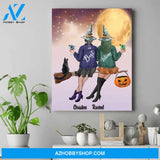 Personalized Witch Canvas Art - Happy Halloween Gifts - Birthday Present Ideas For Sister