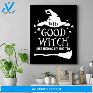 Personalized Witch Canvas Art - Unique Halloween Gifts - Gift For Sister On Her Birthday