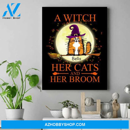 Personalized Witch Canvas - Cool Gifts For Cat Lovers - Up To 6 Cats