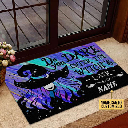 Personalized Witch Wizard Halloween Do You Dare Custom Name Spooky Doormat Welcome Mat