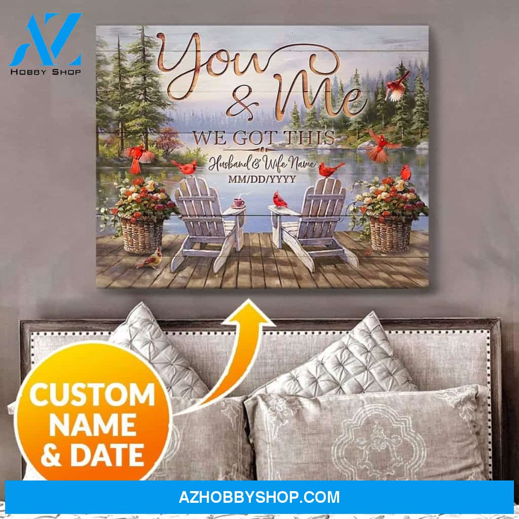 Personalized You And Me Cardinal Name Wall Art Canvas