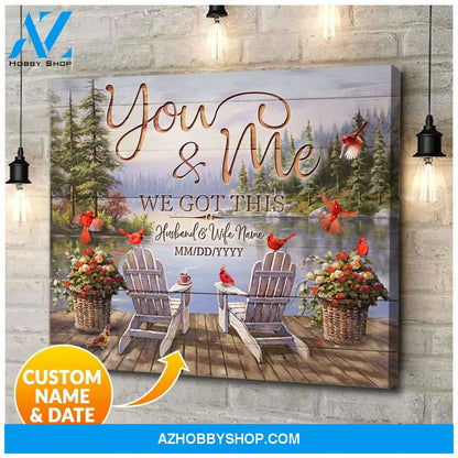 Personalized You And Me Cardinal Name Wall Art Canvas