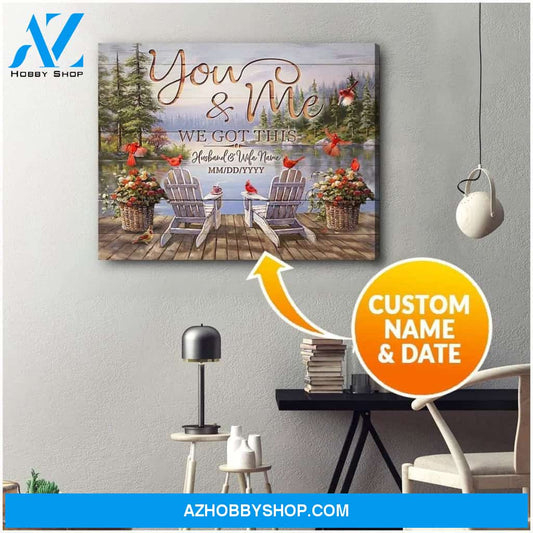 Personalized You And Me Cardinal Name Wall Art Canvas