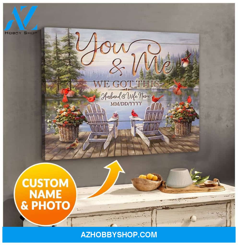 Personalized You And Me Cardinal Name Wall Art Canvas
