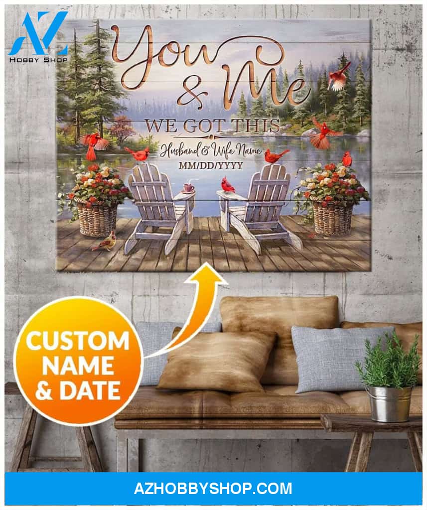Personalized You And Me Cardinal Name Wall Art Canvas