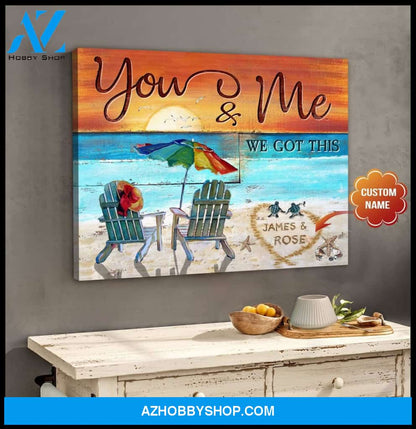 Personalized You And Me Turtle Wall Art Canvas