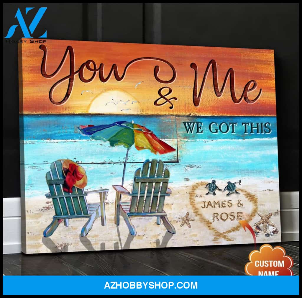 Personalized You And Me Turtle Wall Art Canvas