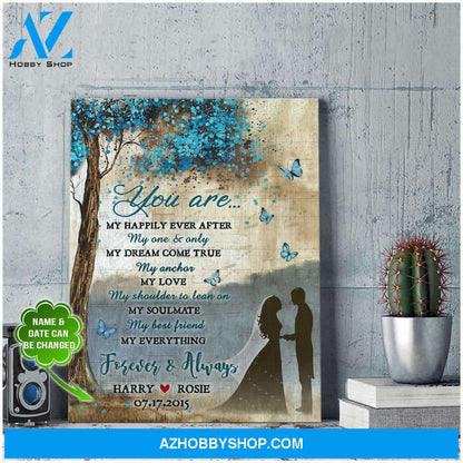Personalized You Are My Happily Ever After Canvas For Couple Wall Art Decor