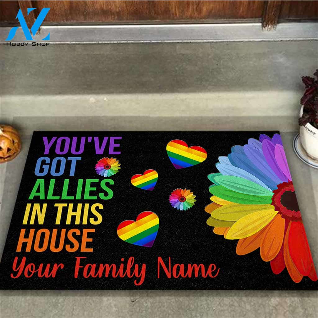 Personalized You've Got Allies In This House - LGBT Support Indoor And Outdoor Doormat Gift For Friend Family Decor Warm House Gift Welcome Mat