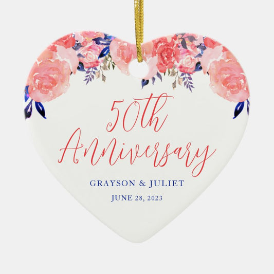 Personalized Floral Anniversary Ornament