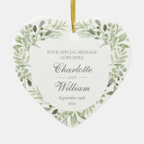 Personalized Monogram Greenery Wedding Ceramic Ornament