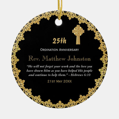 Personalized Ordination Anniversary Priest Pastor Ceramic Ornament