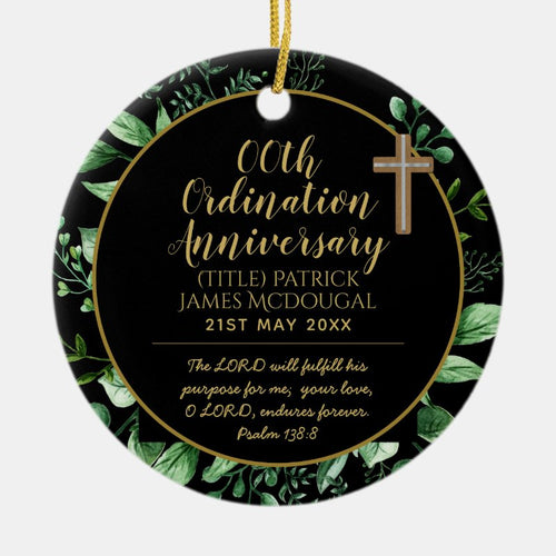 Personalized Priest Ordination Anniversary Gift Ceramic Ornament
