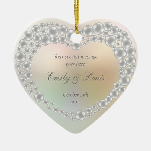 Personalized Wedding Monogram Anniversary Ceramic Ornament