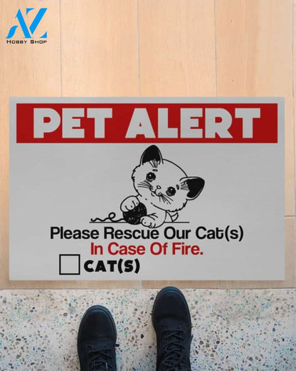 Pet Alert Indoor And Outdoor Doormat Warm House Gift Welcome Mat Gift For Cat Lovers Gift For Friend Birthday Gift