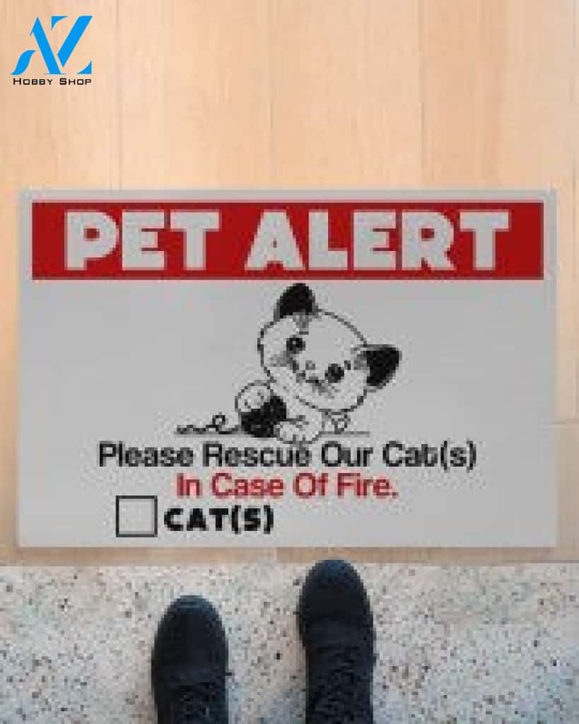 Pet Alert Rescue Our Cat In Case Of Fire Doormat